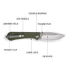 NUKNIVES S13 Kumpanter Folding Pocket Knife with 2.9'' D2 Blade, Liner Lock EDC Knife with Thumb Stud Opener, Caming Hiking Pocket Knife for Men Women
