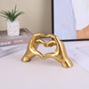 Gold Heart Hands Sculpture, heart hands statue, Modern Hand Decor, Aesthetic Home Decor for Living Room Bedroom Bookshelf Coffee Table, Unique Birthday for Women Girls Sisters Girlfriend Mom Teacher