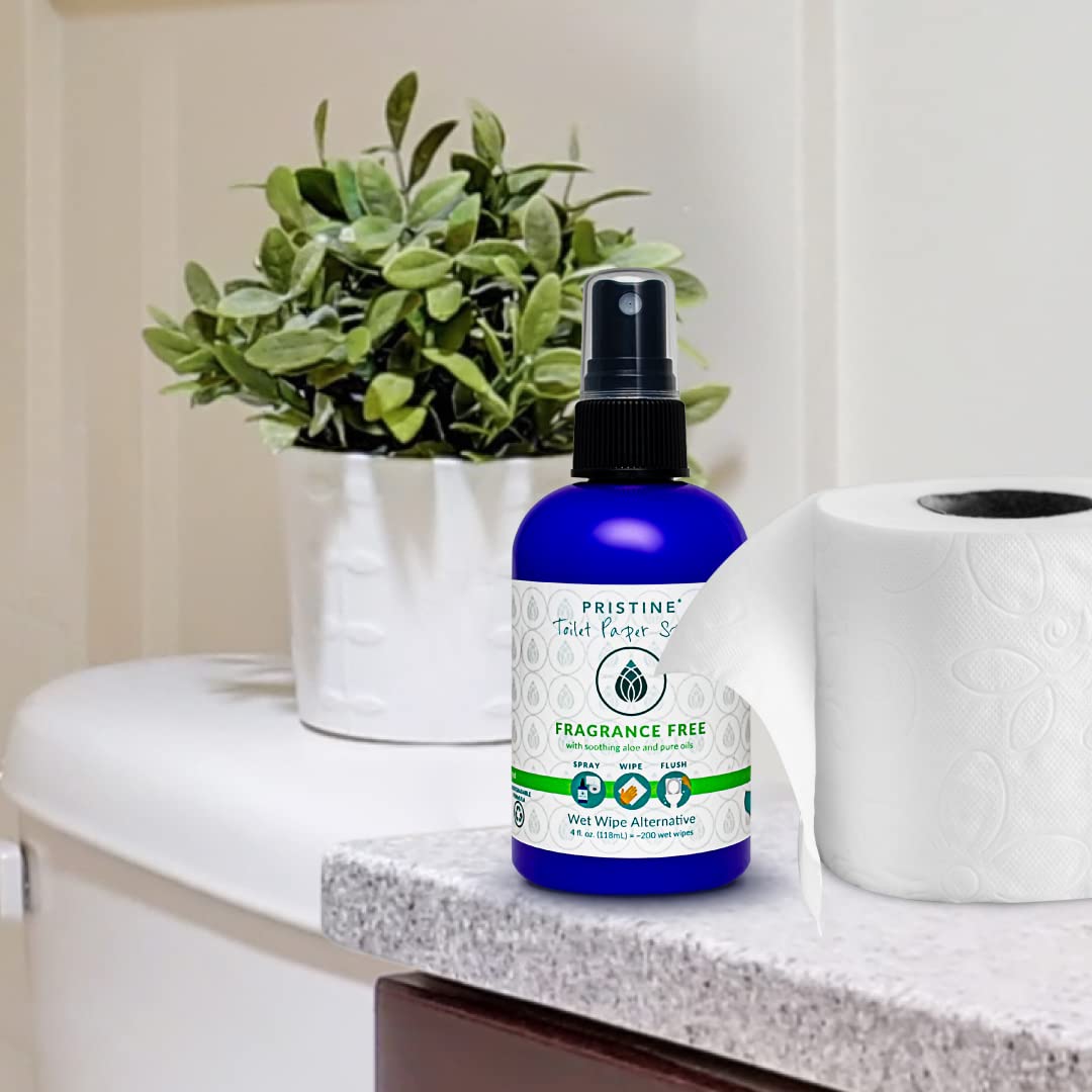 Pristine Fragrance Free Toilet Paper Spray 5-Pack Bundle: As Seen on Shark Tank, The Planet Friendly, More Natural Alternative to Flushable Wet Wipes