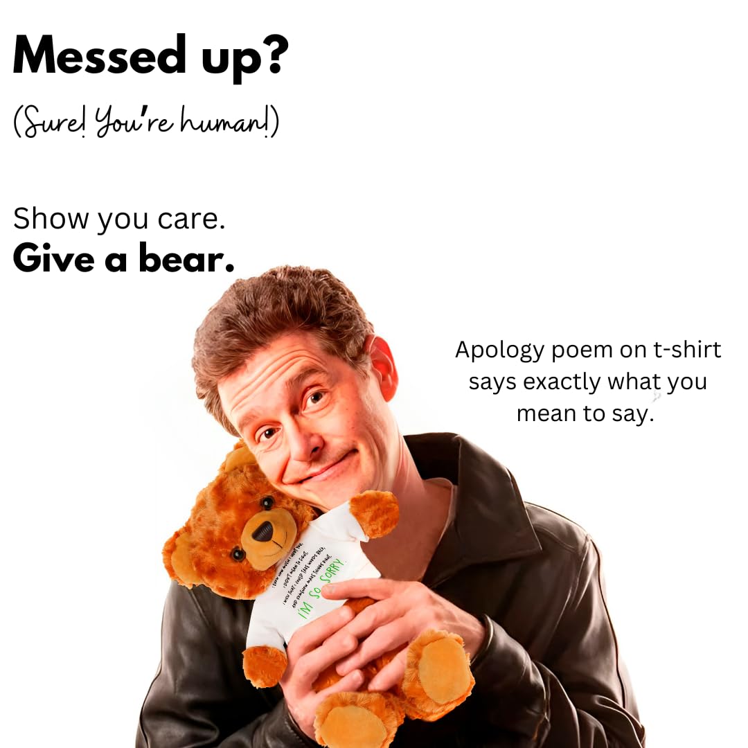 Teddy Bear with I'm Sorry T-Shirt – Plush 10" Brown Teddy with Sorry Poem That's Straight from Your Heart. Most Meaningful Apology Gift for Girlfriend, Boyfriend, Husband, Wife, Partner, Friend.