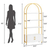 GarveeHome Arched Bookshelf, Bookcase with Doors Storage, 71.5 Inches Tall Industrial Book Shelf with Sturdy Metal Frame and Quality Boards, Freestanding Display Shelving (Gold)