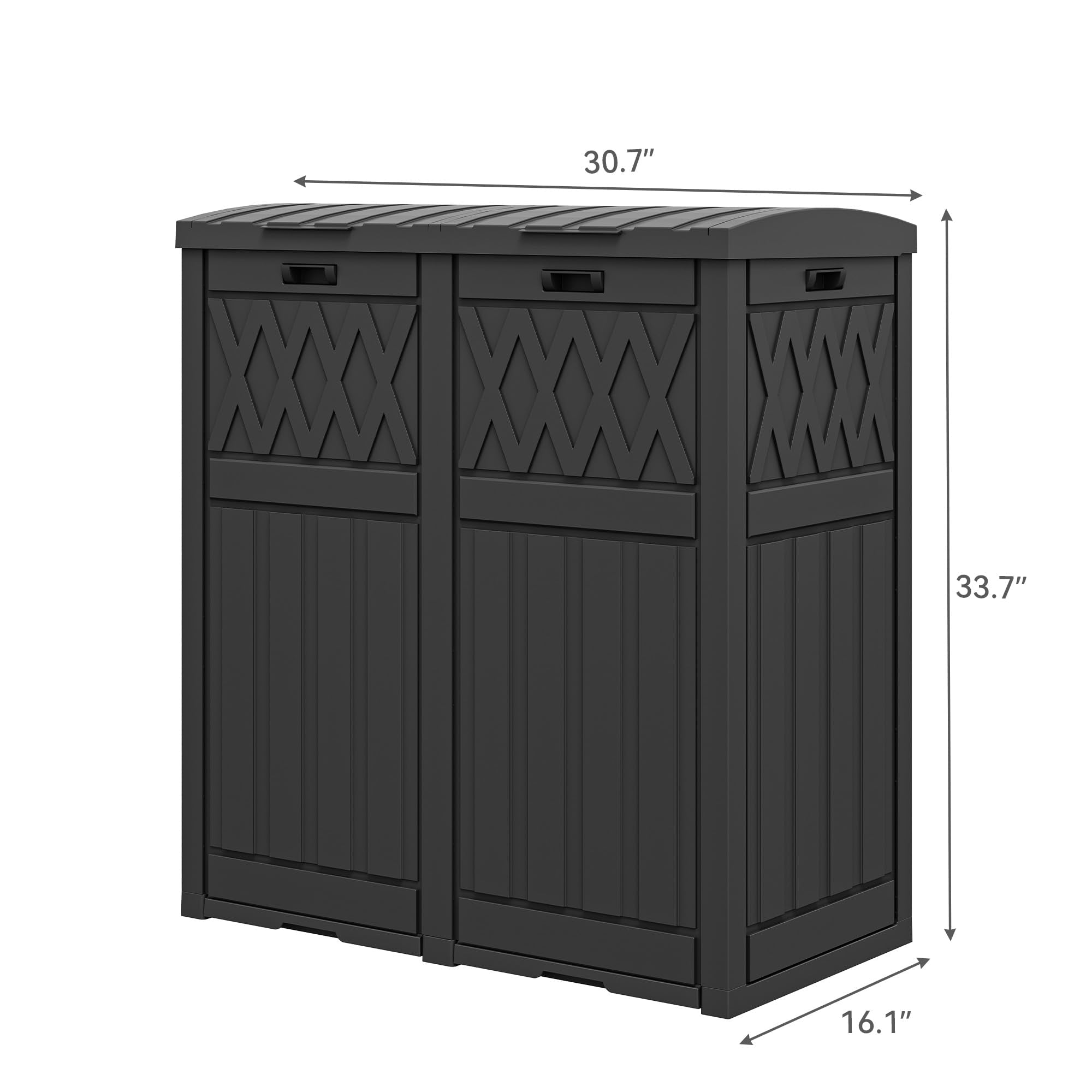 YITAHOME 76 Gallon Dual Compartment Outdoor Trash Can, Resin-Based with Layered Lid and Drip Tray, Waterproof Garbage Bin Black