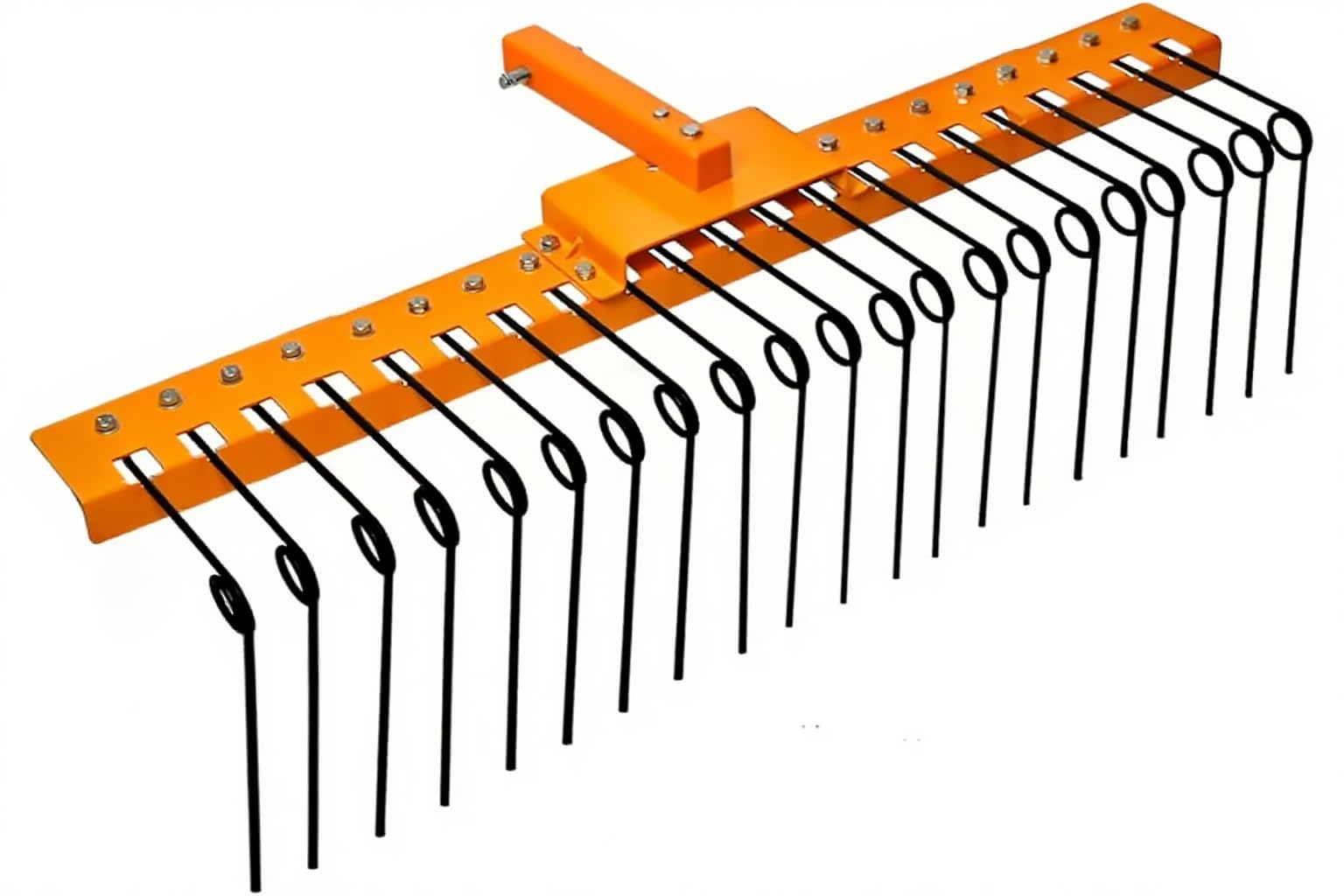 48 Inch Durable Pine Straw Rake Steel Spring Landscape Rake Fits 2" Receiver for Lawn Tractors or ATV/UTV, Orange