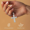 SHOP LC DELIVERING JOY Silver Cross Pendant for Women - Catholic Faith Religious Silver Pendant for Men - CZ Unique Sparkling Christian Jewelry Birthday Gifts