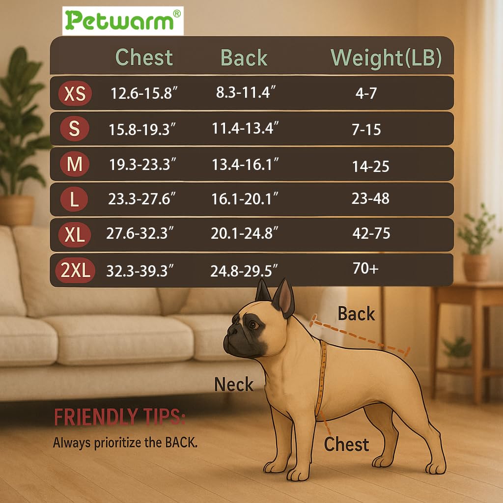 PetWarm Dog Recovery Suit, Surgery Suit for Dogs, Onesie for Dogs, Dog Surgery Recovery Suit Soft, Spay Neuter Bodysuit for Abdominal Affected Areas Sensitive Skin Areas, Zoo Pattern, Red White, XL