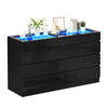 DWVO 8 Drawer Dresser, Black Dresser, Modern 8 Chest of Drawers with Deep Drawers Glass Top High Gloss Surface, Storage Organizer Cabinet for Living Room