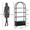 4 Tier Bookshelf, Arched Bookcase with Doors Storage, 71.5 Inches Tall Industrial Book Shelf with Sturdy Metal Frame and Quality Boards, Freestanding Display Shelving Bookshelf for Study,Black