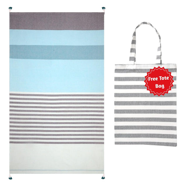 Folkulture Turkish Beach Towel with Tote Bag | Oversized (40 x 70) Quick Dry Bath Towels for Adults, Swimming Pool, Travel | Large Lightweight Beach Blanket Waterproof, Sandproof Beach Accessories