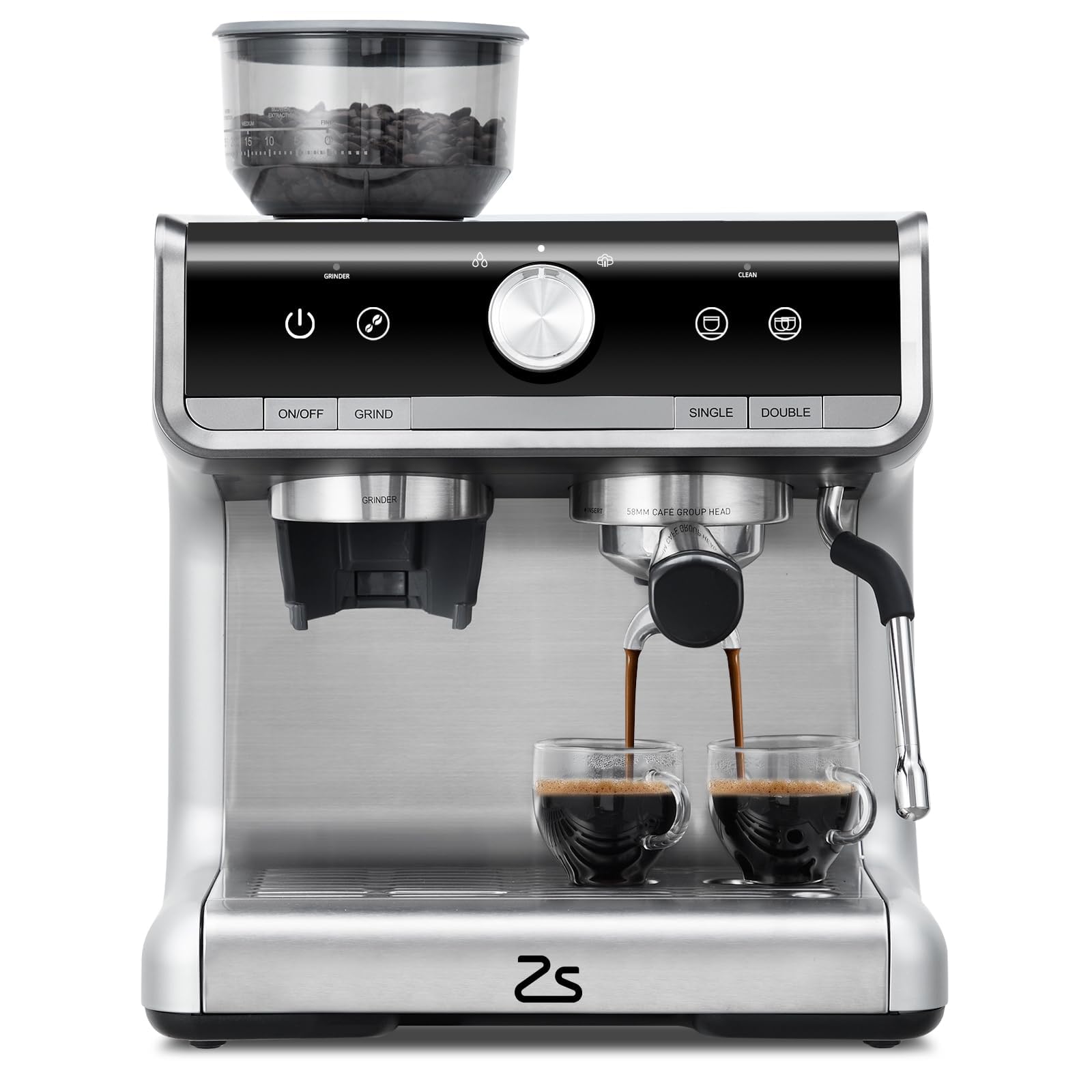 Garvee Espresso Machine With Grinder,Barista Express Espresso Machine, 20 Bar Expresso Coffee Machines with Milk Frother Steam Wand,Cappuccino & Latte Machine for Home,Silver