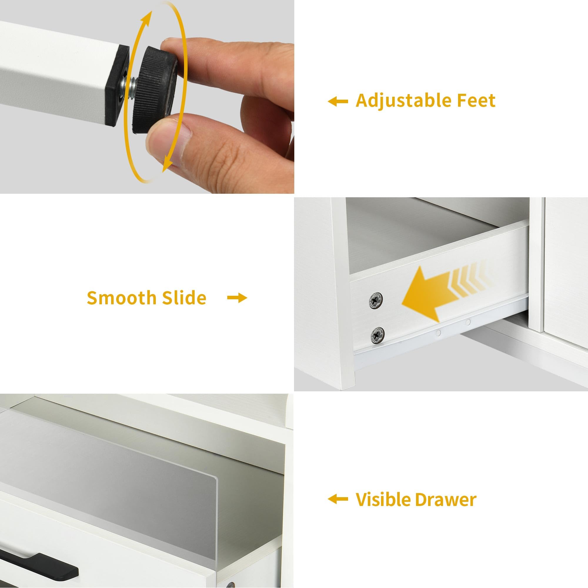 DWVO 6 Drawer Dressers with LED Light, Dresser & Chests of Drawers with Charging Station, Modern Dresser with Open Shelf Storage for Room, Entryway, Hallway, White