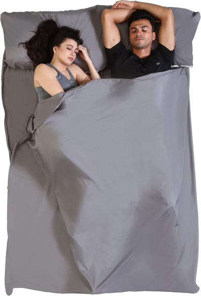 Tough Outdoors Sleeping Bag Liner - Adult Sleep Sack & Travel Sheets for Hotel - Travel Sleep Sack Backpacking & Camping - Sleeping Bag Liners - Hotel Bed Covering for Traveling
