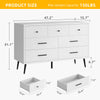 DWVO 7-Drawer Dresser in White Wood with Black Metal Handles, Anti-Tip Safety Feature, Modern Storage Cabinet for Living Room, Hallway, or Entryway