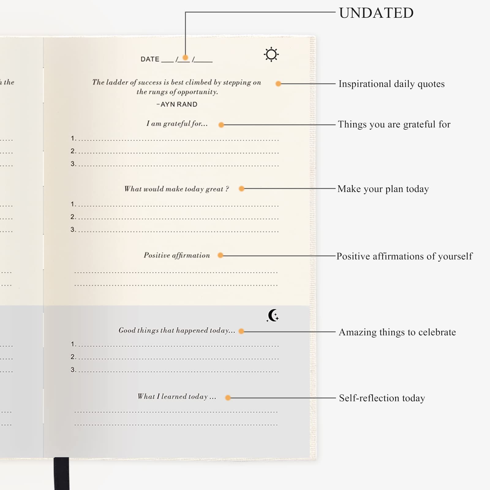 The Gratitude Journal for More Happiness, Optimism, Affirmation & Reflection - An Effective Manifestation Guide Journal, Undated Daily Journals for Women & Men (Beige)