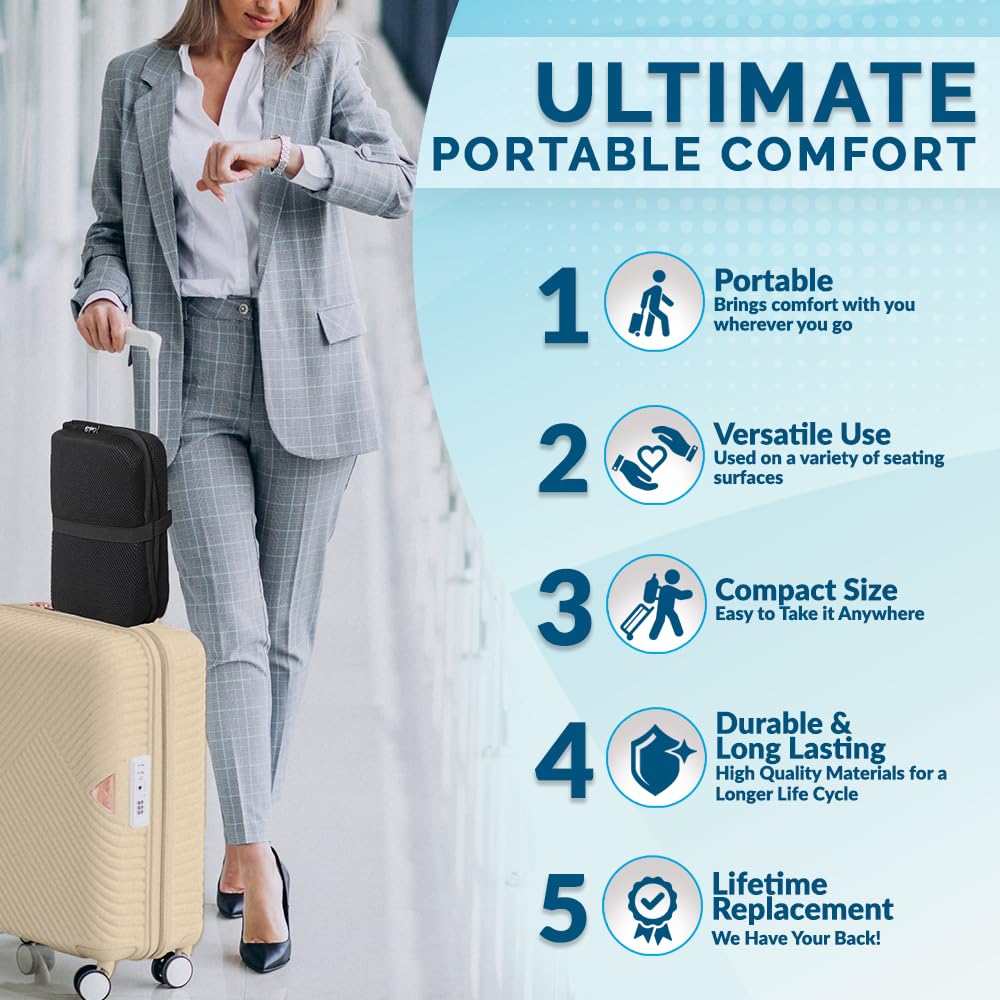 ComfiLife Ergo-Gel Airplane Seat Cushion – Travel Seat Cushion – Foldable, Portable Comfort