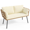 YITAHOME Wicker Patio Loveseat, All-Weather Rattan Outdoor Sofa for Balcony, Backyard, Pool, Porch, Deck, Outdoor Sectional Furniture Set with Table & Cushions - Beige