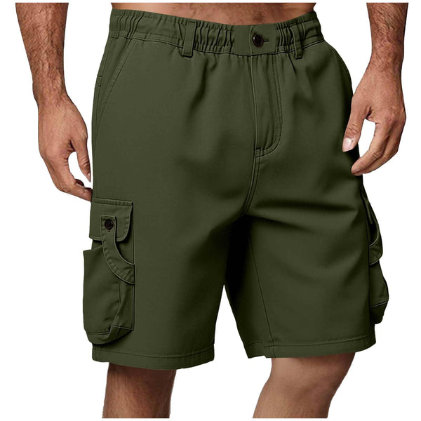 VOGFFR Mens Cargo Shorts,Cargo Shorts for Men Elastic Waist Bermuda Wide Leg Knee Length Pants Athletic Short Pant with Button Pockets Army Green