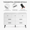 DWVO 7-Drawer Dresser in White Wood with Black Metal Handles, Anti-Tip Safety Feature, Modern Storage Cabinet for Living Room, Hallway, or Entryway