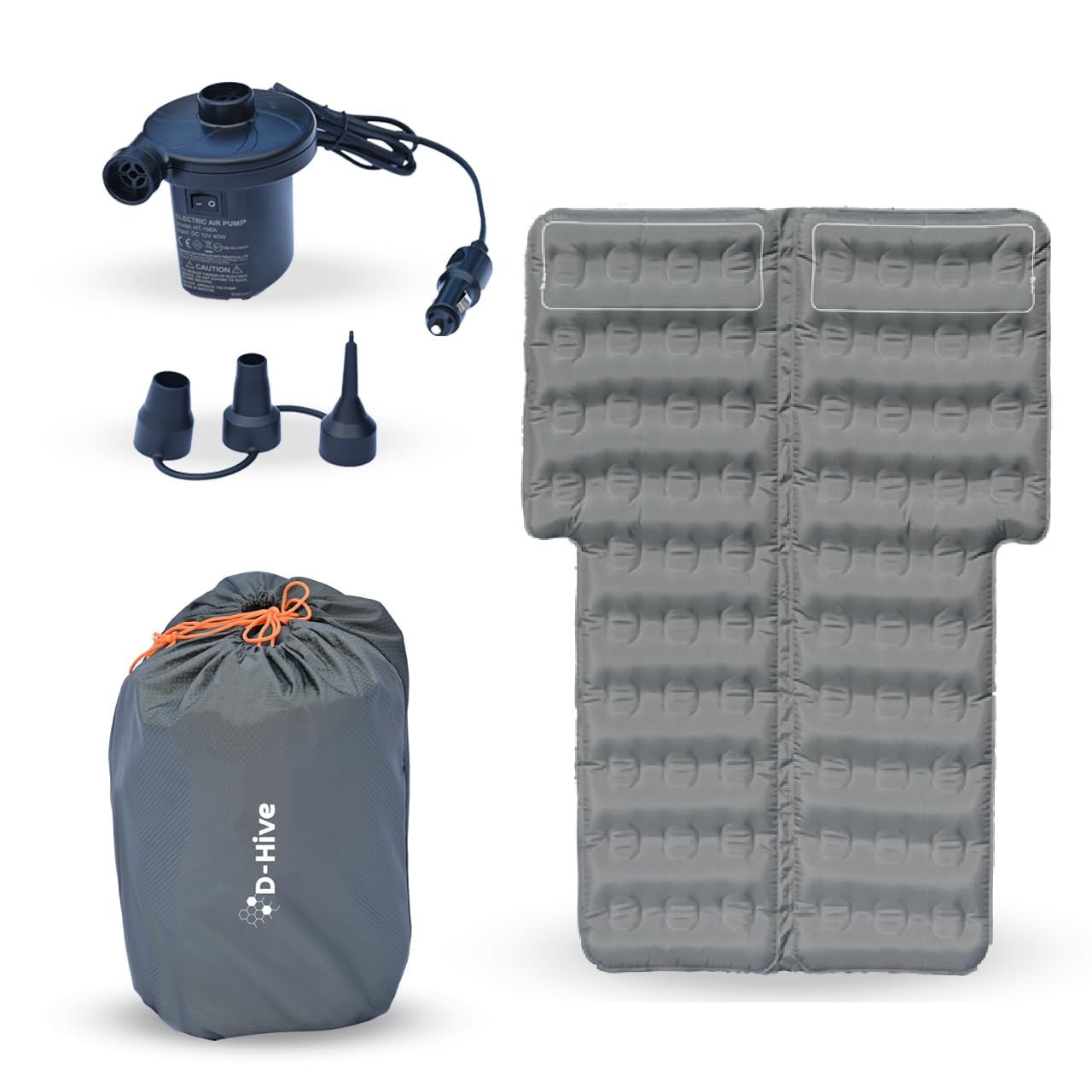 D-Hive Unbeatable Durability SUV Air Mattress for Car Camping, Durable Extra Thick 300D Oxford Fabric, Quick Easy Set-Up w/Electric Pump, Car Bed Mattress, Mattress for SUV, Air Mattress