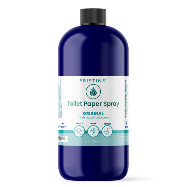 PRISTINE Toilet Paper Spray - As Seen on Shark Tank, More Natural Personal Cleansing Wipes & Flushable Wet Wipes Alternative, Spray Toilet Paper to Create Flushable Wipe, Original, 32 fl oz Refill