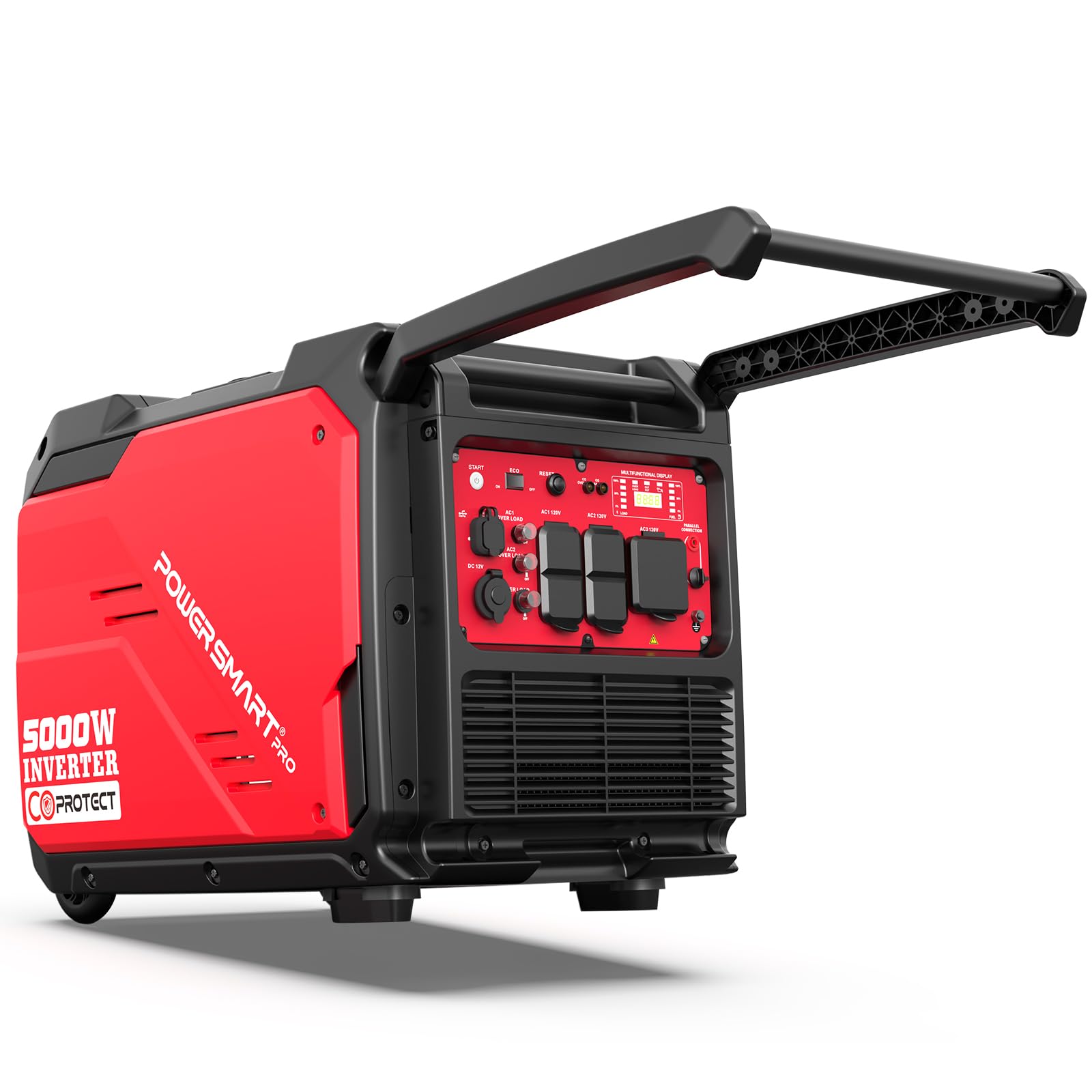 PowerSmart 5000-Watt Portable Inverter Generator with CO Protect, Electric Start, Super Quiet, 30 Amp RV Ready, Parallel Capable, Eco-Model Wheel Handle Kit