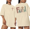Oversized Faith Shirts for Women Christian Shirt Jesus Cross Graphic Tees Religious Sayings Short Sleeve Tops Apricot