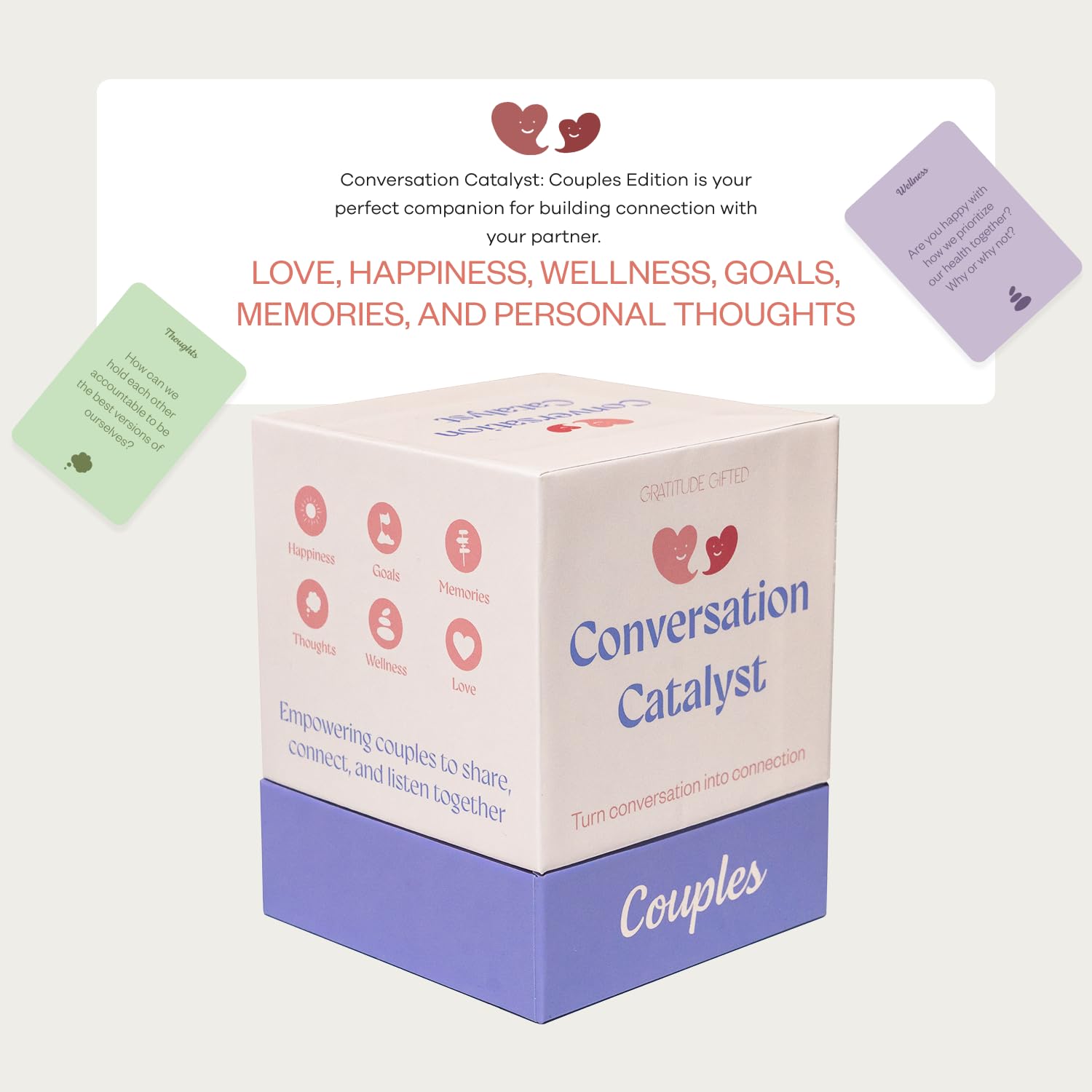 Gratitude Gifted Conversation Catalyst Couples - 150 Questions to Deepen Connection –Fun Relationship Building Activity for Partners, Romantic Date Night Ideas, Unique Couples Gift