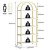 GarveeHome Arched Bookshelf 5 Tier Tall Bookcase Modern Standing Bookshelves Metal Storage Rack Shelf Wood Book Shelf for Bedroom, Living Room, Home Office (Gold)
