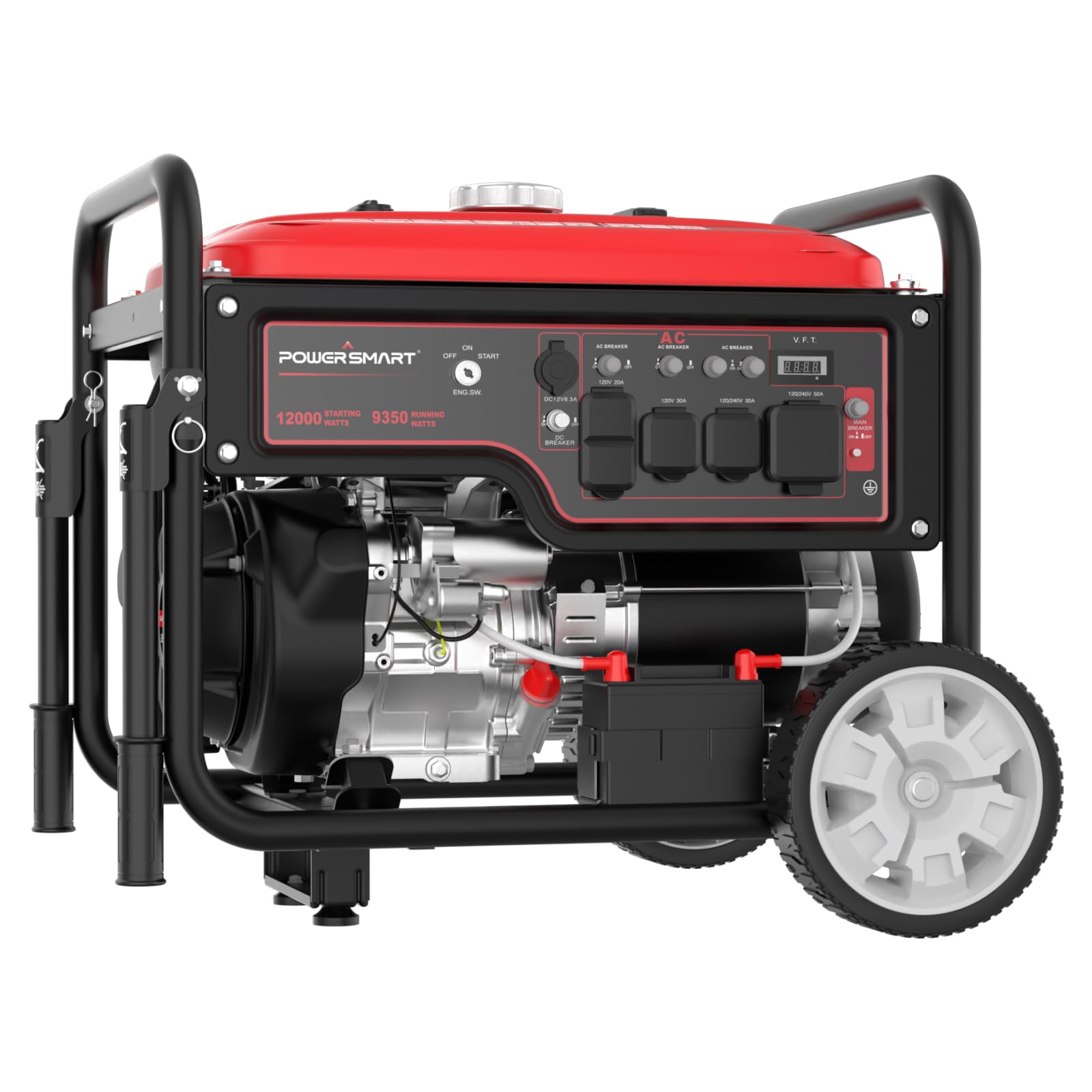 PowerSmart 459CC Gas Powered Outdoor Generator, 12000 Peak Watt for Home Use, Electric Start generator for Camping with Electric Start, Transfer Switch Ready 20A & 30A & 50A Outlets