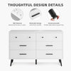 DWVO White 6 Drawers Dresser, Modern Wood Dresser Chest of Drawers with Black Metal Handle ＆ Anti-Tipping Device, Modern Storage Cabinet for Hallway, Entryway, Living Room