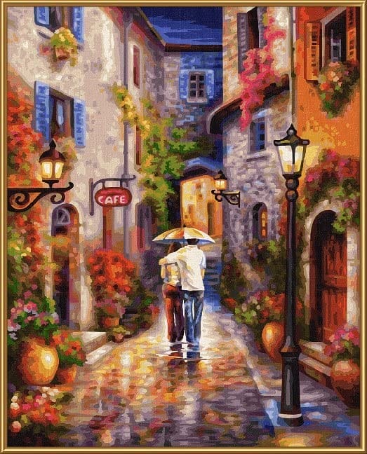 Noris Spiele MNZ-Romantische Schipper Paint Numbers – Romantic 609130788 Gasse, 40 x 50 cm Multicoloured, Colourful, 40x50 cm