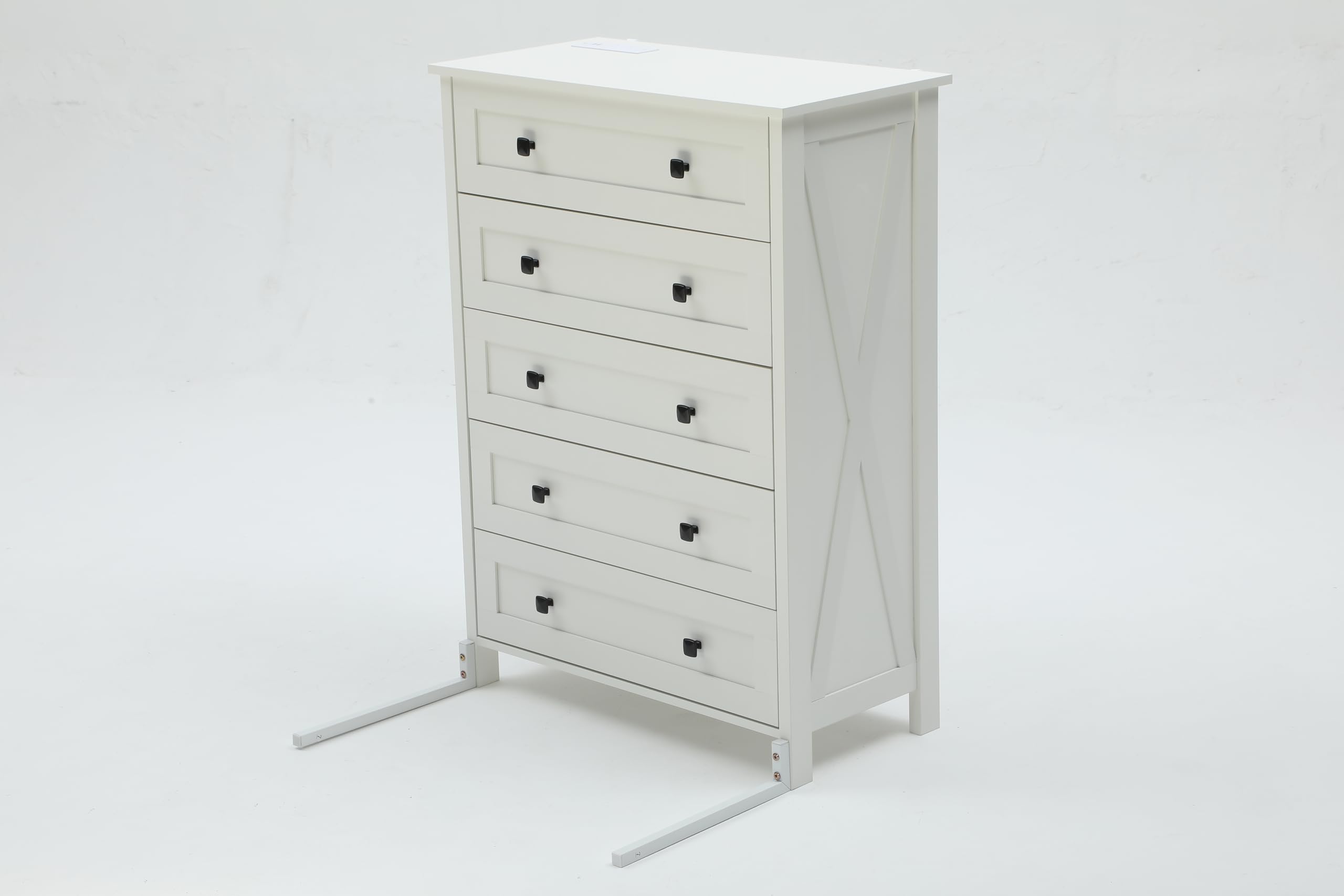 DWVO White Dresser, 5 Chest of Drawer Dresser, Modern Tall Nightstand with Deep Drawers, Organizer Drawers