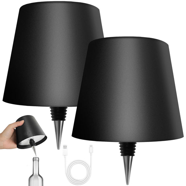 2025 New Wireless Bottle Lamp - LED Bottle Lights for Liquor & Wine Bottles, Cordless Lampshade, Whiskey Bottle Top Light, Bottle Stopper Night Light Kit, Rechargeable 3-Tone Touch-Dimmable 2 PCS