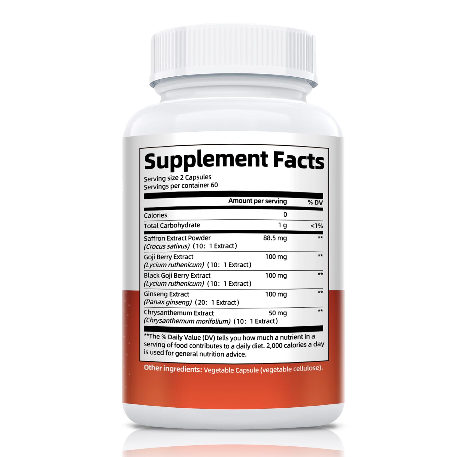 Happy Saffron Supplements - 5 In 1 Saffron Capsules With 10:1 Saffron Extract 88.5mg, Ginseng, Goji Berry & Chrysanthemum – Supports Memory, Focus, Mood, Energy, Emotional Balance & Eye Health