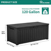 YITAHOME Outdoor Storage Box, 120 Gallon Waterproof Deck Box for Garden Tools, Patio Cushions, and Pool Accessories, Lockable, Easy Assembly, Versatile Bench or Table (Black)