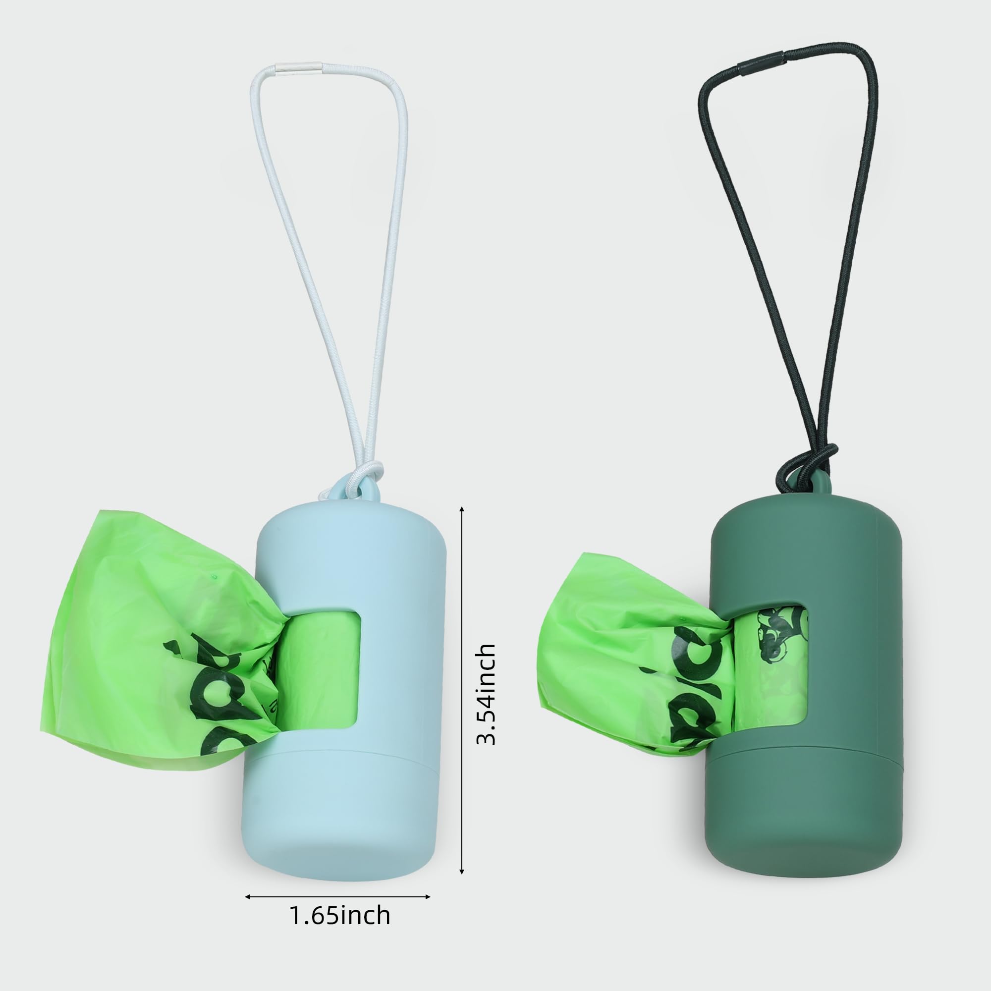 Dog Poop Bag Holder, Smooth Dispensing Poop Bag Holders for Leashes,Poop Bags Dispenser for Dogs,Lightweight Plastic Dispenser with Elastic Loop (only green holder)