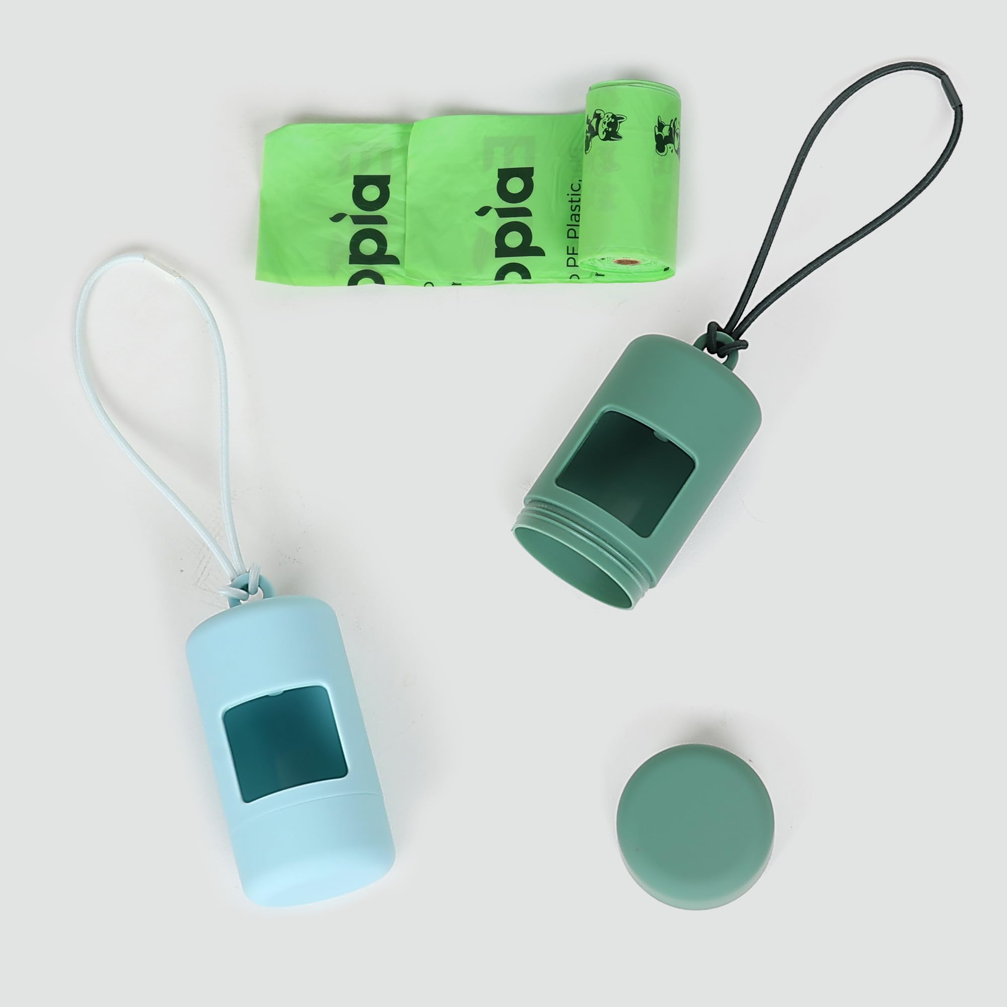 Dog Poop Bag Holder, Smooth Dispensing Poop Bag Holders for Leashes,Poop Bags Dispenser for Dogs,Lightweight Plastic Dispenser with Elastic Loop (only green holder)