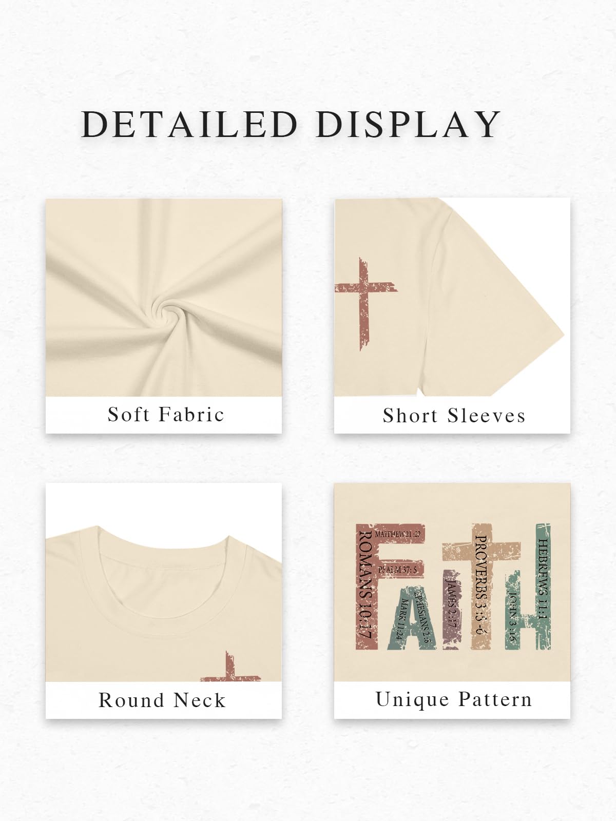 Oversized Faith Shirts for Women Christian Shirt Jesus Cross Graphic Tees Religious Sayings Short Sleeve Tops Apricot