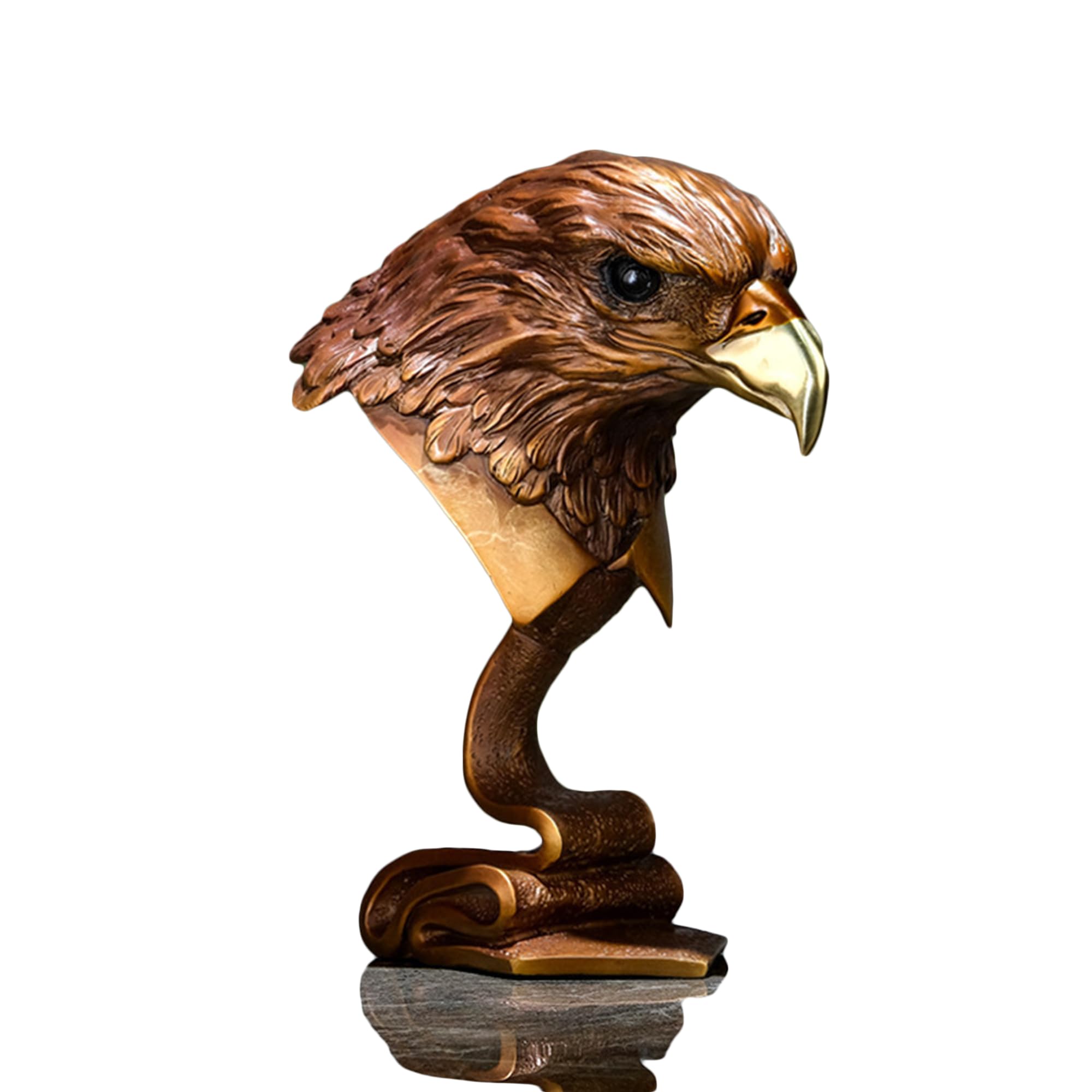 suruim Pure Copper Bald Eagle Statue Luxury Brass Home Decor Gold Sculpture Bird Decorations for The Home, Office, Study Collectible Artwork, Gift for Eagle Lovers (Brass)