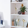 suruim Elegant Gold Crane Bird Statues with Crystal Tail Accents, Decorative Brass Figurines for Home Decor (White A)