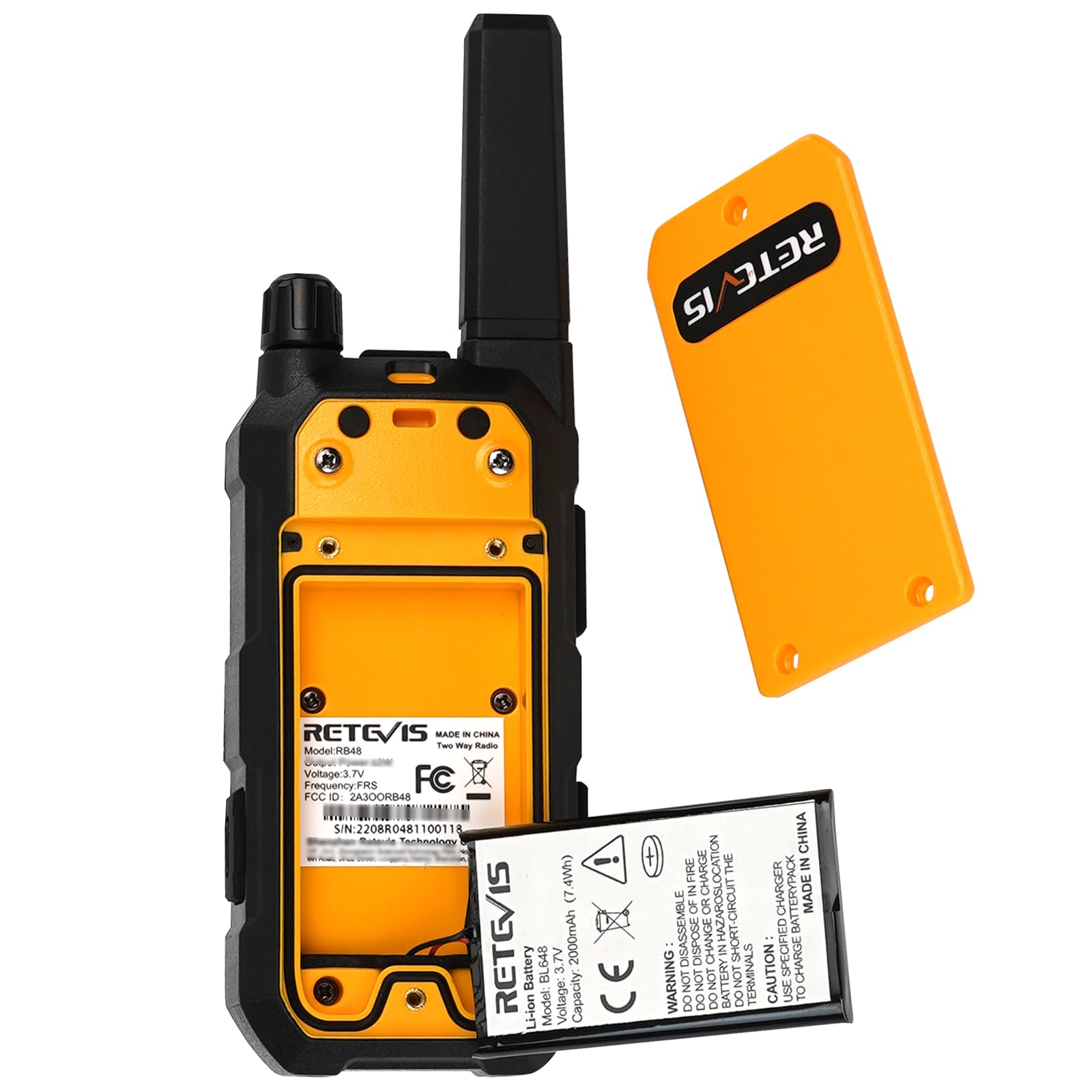 Retevis RB48 Heavy Duty Walkie Talkies, Waterproof Two Way Radio, Advanced Triple Proof, 2000 mAh, Emergency, 2 Way Radio Long Range for Job Site (4 Pack) Yellow
