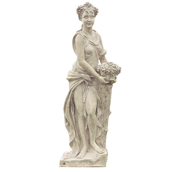 Design Toscano Autumn Fall Woman of the Four Seasons Indoor/Outdoor Garden Statue, 62 inches tall, Fiberglass Cast Stone Resin, Limestone Finish