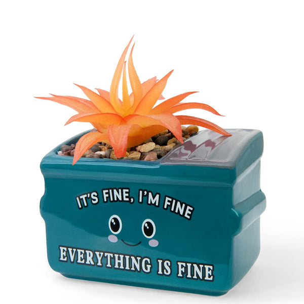 YINUOWEI Dumpster Fire Fake Plants in Ceramic Succulent Pots Desk Decor, Emotional Support Positive Thinking Office Desk Accessories, Motivational Gifts for Women, Men, Coworkers