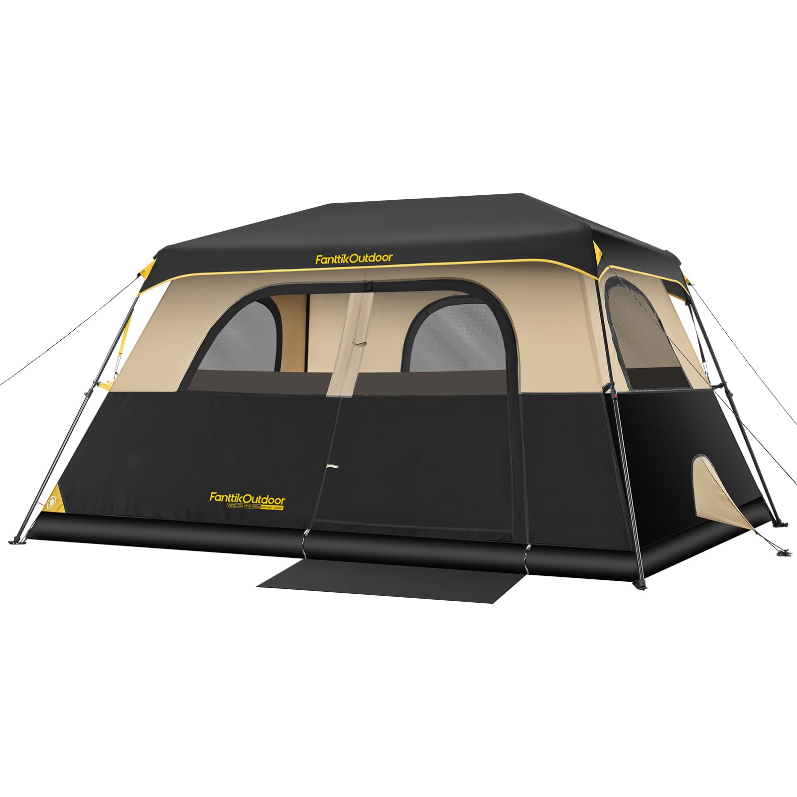 FanttikOutdoor Zeta C6 Pro Max Instant Cabin Tent 6 Person Camping Tent Setup in 60 Seconds with Rainfly & Windproof Portable with Carry Bag for Family Camping & Hiking, Upgraded Ventilation, Khaki