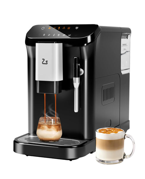 GarveeTech Fully Automatic Espresso Machine, 20 Bar Espresso & Coffee Machine with Milk Frother, Built-In & Adjustable Espresso Bean Grinder, Touch Screen Coffee Machine with 1.5L Water Tank