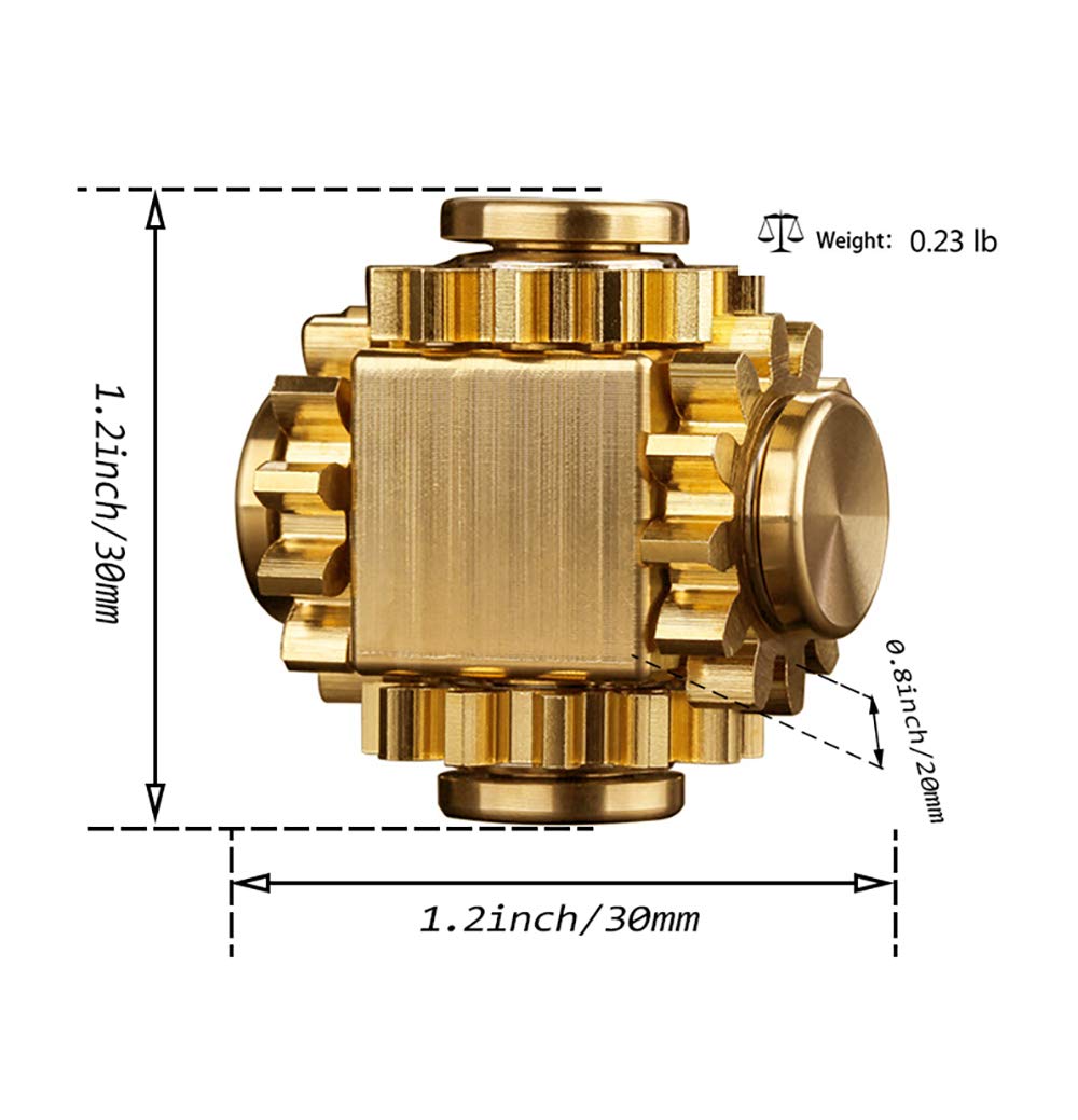 PAPUKA Pure Brass Cube Gears Linkage Anti-Anxiety Fidget Spinner Toy,Metal DIY EDC Meditation Break Bad Habits ADHD Finger Spinning Toy for Kid and Adults High Speed Precision Brass Material