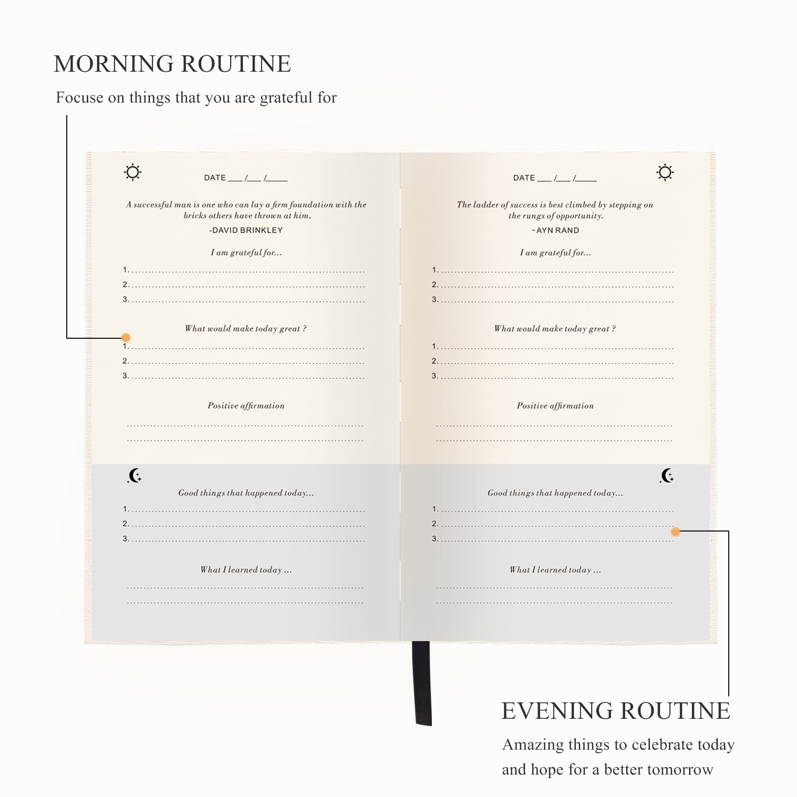 The Gratitude Journal for More Happiness, Optimism, Affirmation & Reflection - An Effective Manifestation Guide Journal, Undated Daily Journals for Women & Men (Beige)