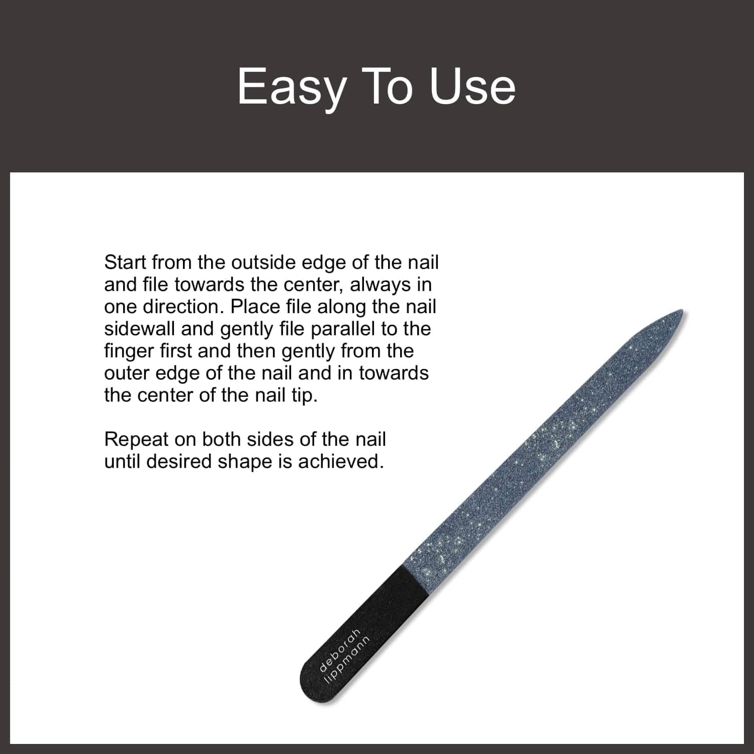 Deborah Lippmann Nail File | Emery Board for Manicure, Pedicure, Buffering | Fine Diamond Ceramic, Stainless Steel Reusable Fingernail Tool | 5-Inch