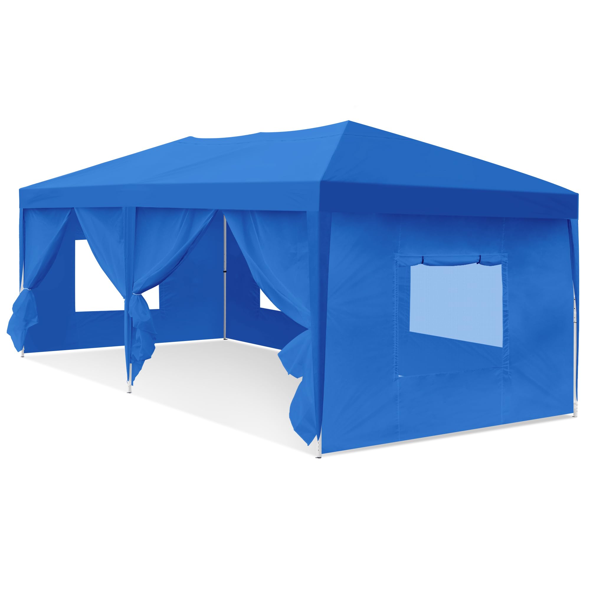 YITAHOME 10x20 Pop Up Canopy with 6 Removable Sidewall Heavy Duty Tent, Easy Up Portable Canopy Tents for All Season Wind Gazebo with Roller Bag for Camping Wedding Patio Parties Beach Commerce, Blue