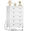 DWVO White Dresser, 5 Chest of Drawer Dresser, Modern Tall Nightstand with Deep Drawers, Organizer Drawers