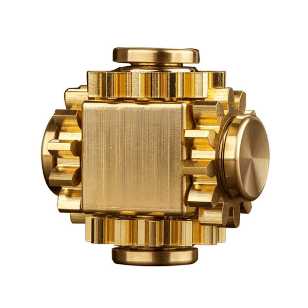 PAPUKA Pure Brass Cube Gears Linkage Anti-Anxiety Fidget Spinner Toy,Metal DIY EDC Meditation Break Bad Habits ADHD Finger Spinning Toy for Kid and Adults High Speed Precision Brass Material